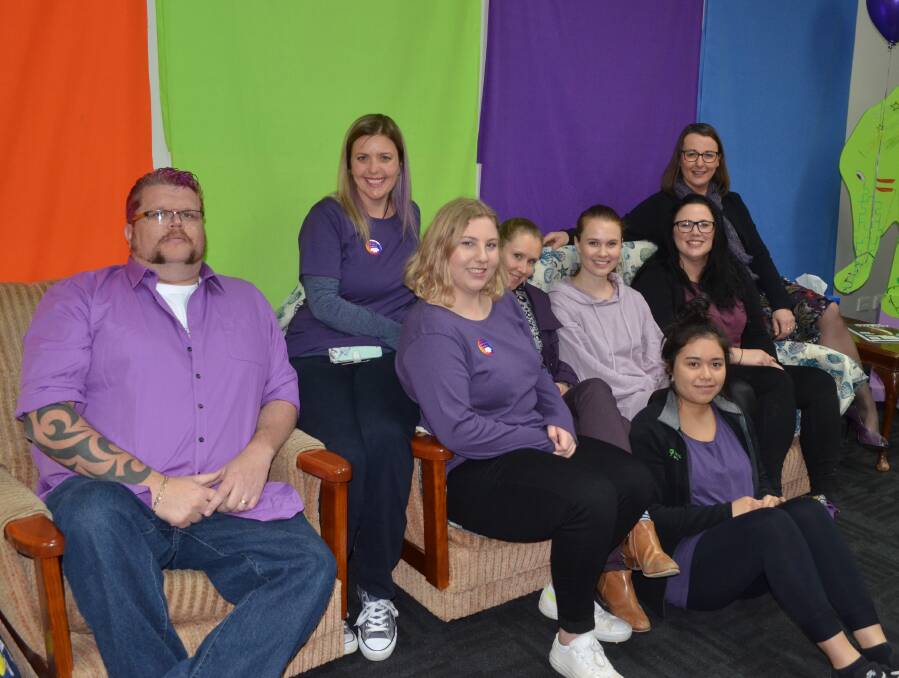 Staff at Headspace in Orange wore a variety of shades of purple to show support of LGBTIQA clients for Wear it Purple Day on Friday. Photos: TANYA MARSCHKE