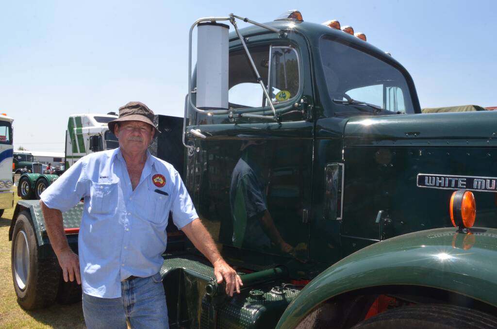 OLD RIG: Rob Robertson of Narromine with his 1960 White Mustang truck, which he spent a decade resoring. 