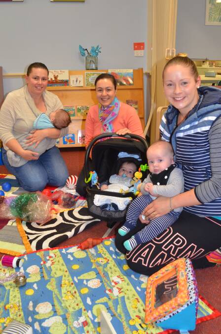 NEW MUMS: Shelley and Edward Burke, Alicia and Theodore Holmes and Sheila and Mitchell Hume took part in the launch of a parenting course on Friday.