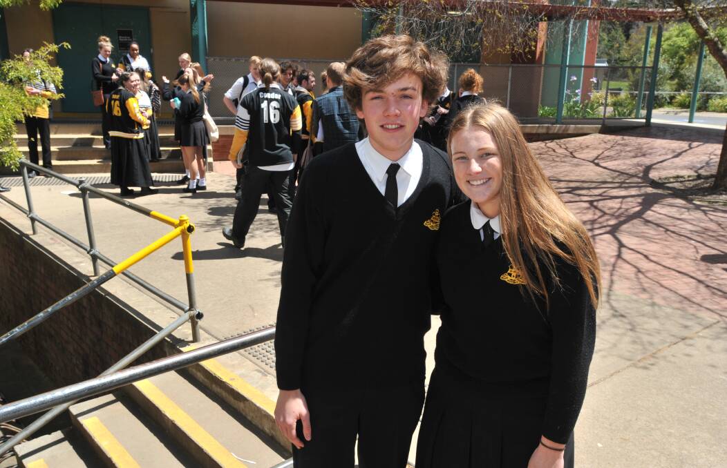 ONE DOWN: Orange High School students Tom Milson and Chloe Barrett felt a sense of relief after English paper one. PHOTO: JUDE KEOGH