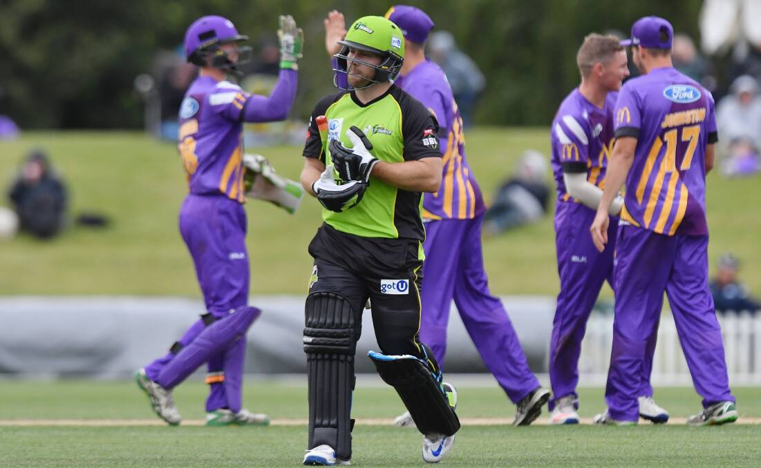 HARD HITTING: Aiden Blizzard walks off after being dismissed for a game-high 76 against Canterbury, which came from just 50 balls. Photo: GETTY IMAGES