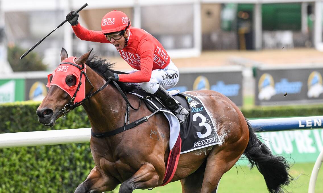 HE'S BACK: Redzel, pictured winning The Everest, begins preparation for the Group 1 Black Caviar Lightning with a trial against Winx on Monday. Photo: AAP