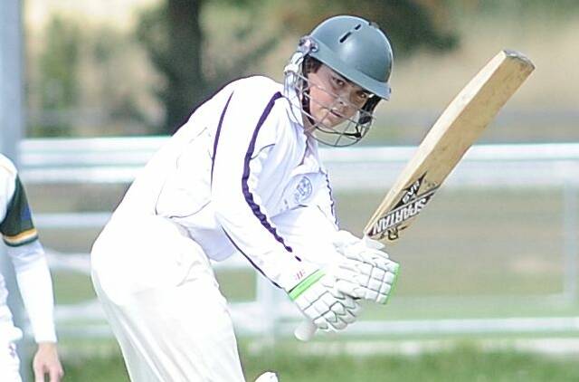 HALF-CENTURION: Charlie Mitton top scored for Kinross as the students claimed first innings points against Cavaliers, but with a full day of cricket left the maroons will look for an unlikely outright result. Photo: STEVE GOSCH