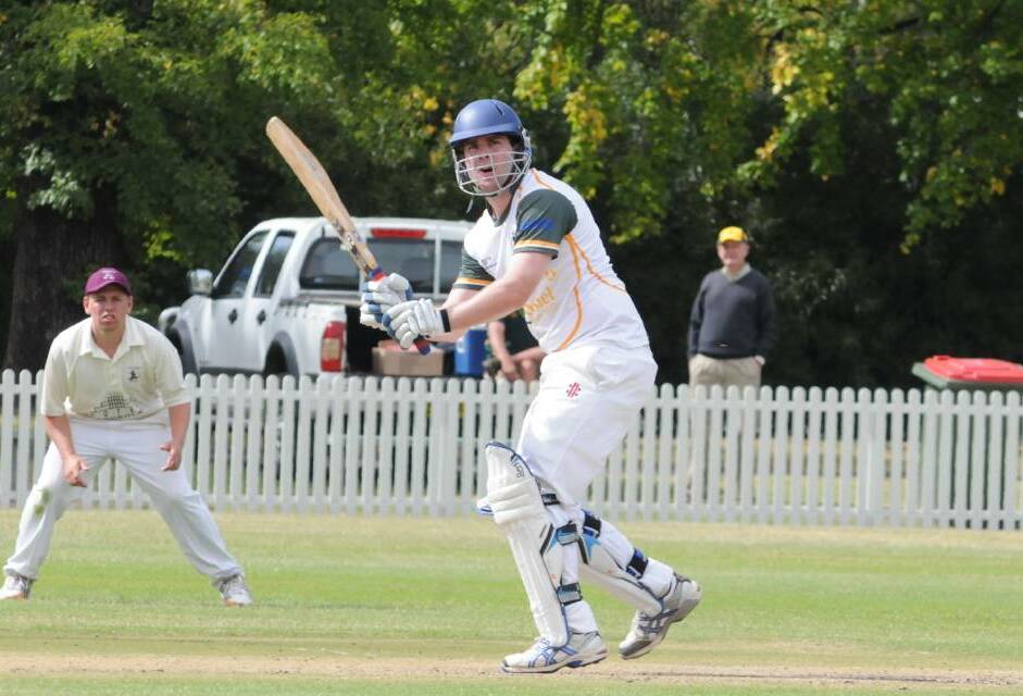 DOUBLE UP: Hugh Le Lievre hits out on his way to a second consecutive, match-winning, grand final ton. Photo: JUDE KEOGH