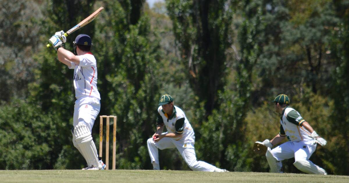 GOT HIM, GONE: CYMS veteran Matt Baker swallows a Jack Dodds edge at slip on Saturday afternoon, as the green and golds secured first innings points against Centrals with a day to spare. Photo: TROY EDEN