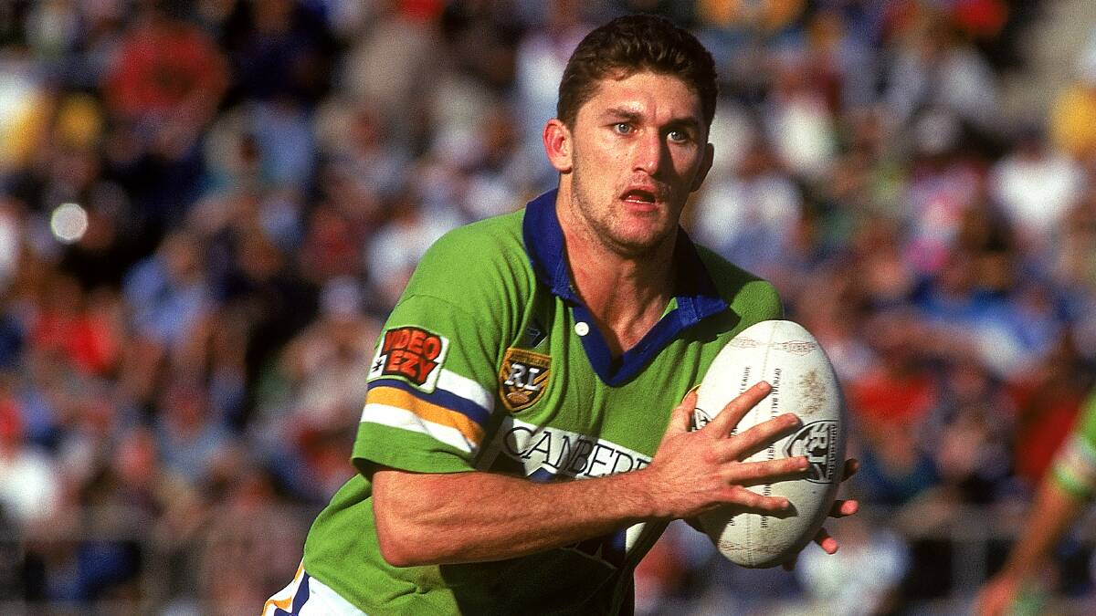 GIVE THEM A SPRAY: Canberra legend Brett Mullins, pictured in 1994, blasted the decision to sin bin Jack Wighton last weekend. Photo: GETTY IMAGES