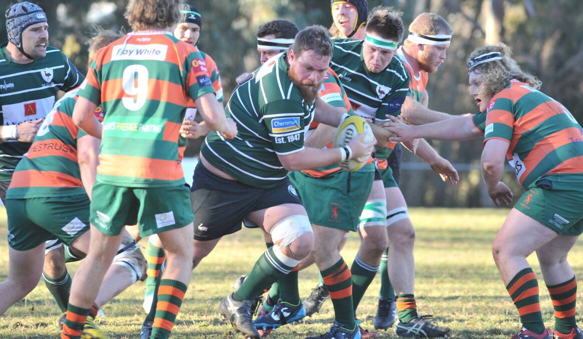 BACK TO SCHOOL: Emus' fill-in prop Matt Findlay is one a handful of greens heading back to their old stomping ground on Saturday afternoon. Photo: JUDE KEOGH