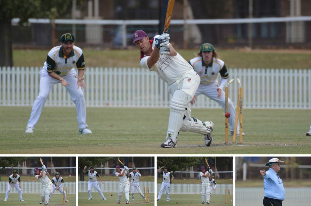 THE CRUCIAL MOMENT: CYMS' Pete Gott and Hamish Finlayson celebrate as Brad Wright is clean bowled on Sunday afternoon, only to discover it was a no ball. Photos: MATT FINDLAY
