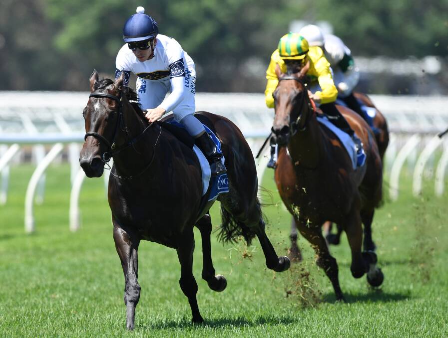 CRUISE CONTROL: She Will Reign resumes with a win in Saturday's Inglis Sprint, the reigning Golden Slipper champion sped to an easy one-length victory. Photo: DAVID MOIR/AAP