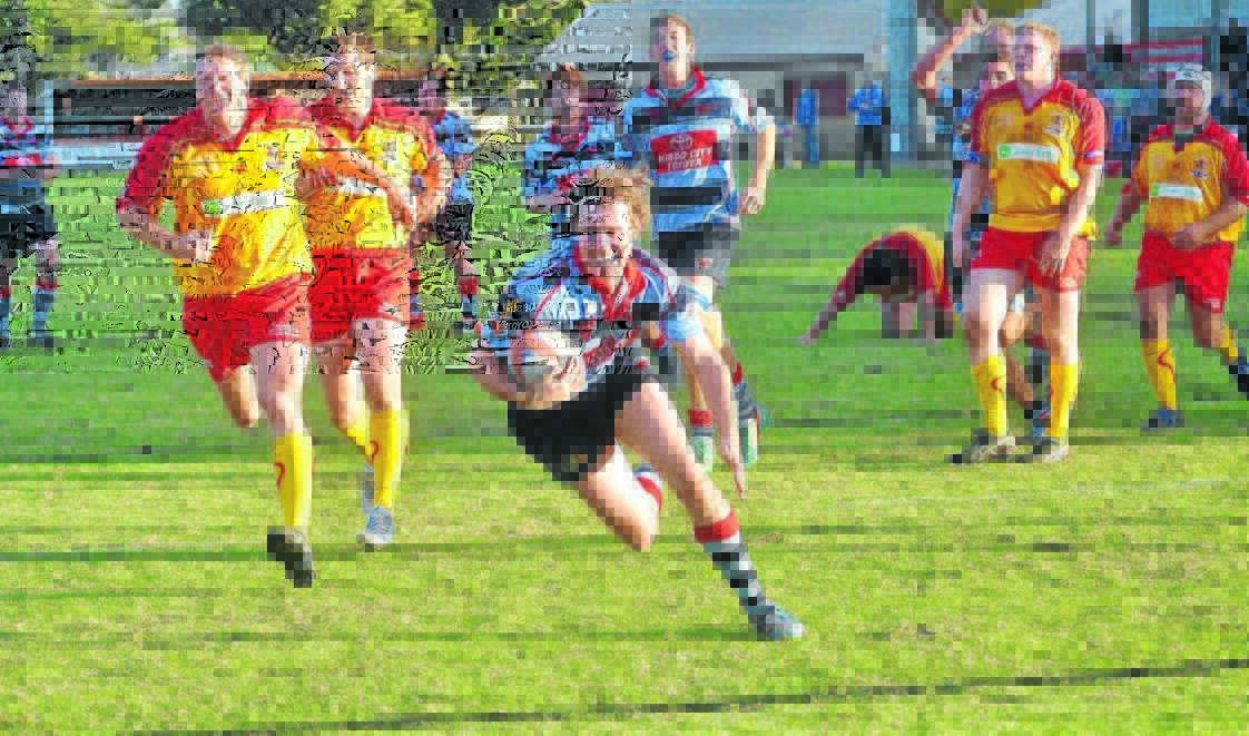 BLINDER: Dubbo's Brad Pugh crossed for a couple of tries against Narromine on the weekend.