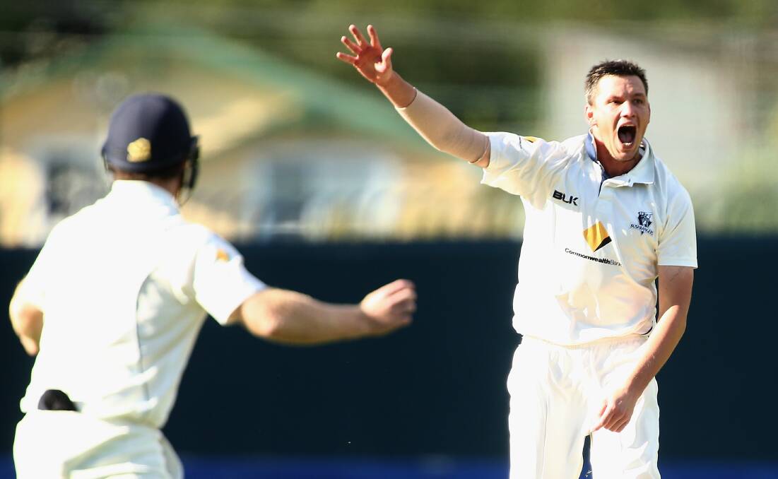 HOWZAT: Chris Tremain goes up huge in an appeal during his side's victory over South Australia. Photo: GETTY IMAGES