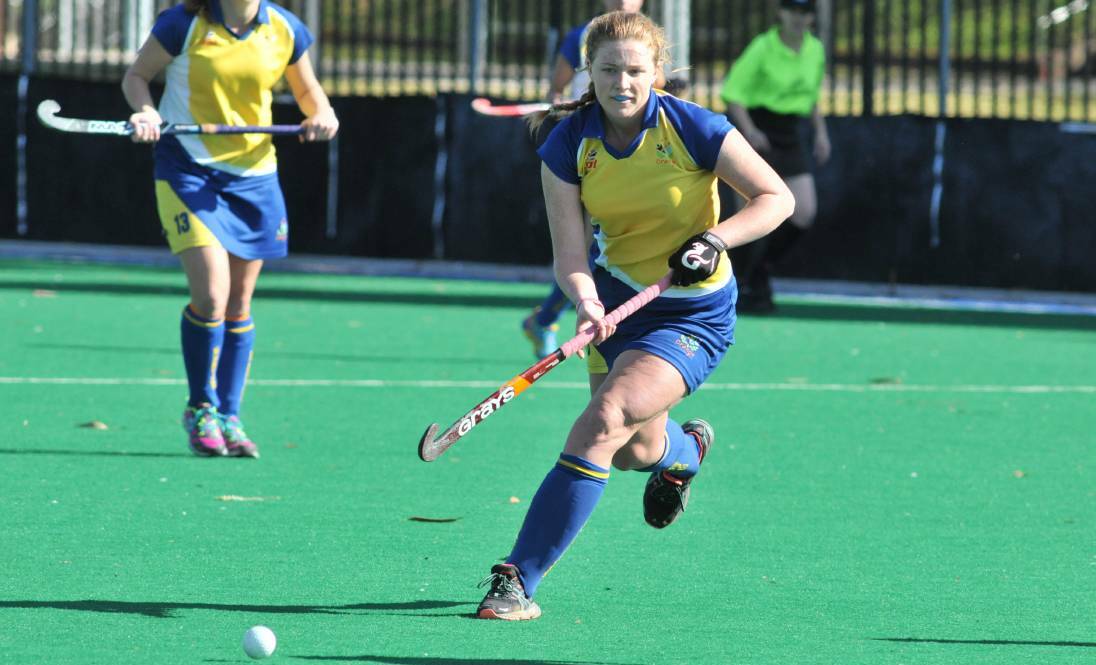 LEADER: Chloe Barrett scored a crucial goal as her NSW side found its feet at the under-18 indoor hockey championship in Wollongong. 
