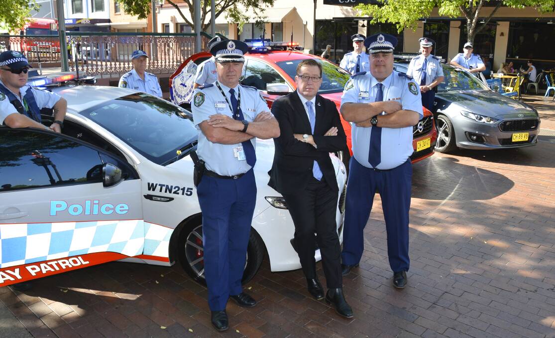 POLICE SATURATION: Geoff McKechnie, Troy Grant and Michael Corboy warn there will be more police than ever before on western roads to stop fatalities. Photo: BELINDA SOOLE