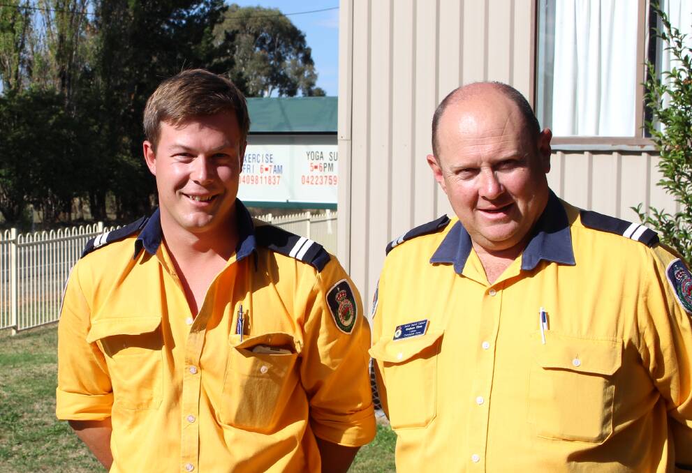 FIRST THERE: Tim Healey and Andrew Elms were among the first on the scene of the Mount Canobolas fire on Saturday, February 10. Photo: MAX STAINKAMPH 0303MSfire3