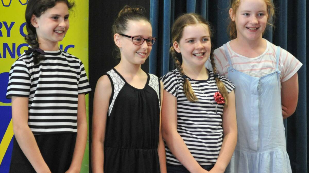 FUTURE STARS: Amy Robinson, Fenella Beer, Abigail Kiely and Indigo O'Donnell at the 2017 Banjo Paterson Australian Poetry Festival. Photo: JUDE KEOGH 0218jkpoet2