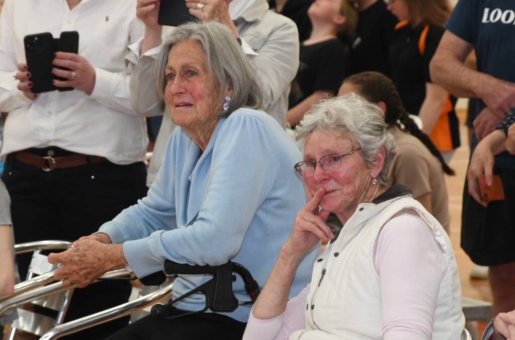 Toot Keegan and Lynne Middleton getting emotional during the grandstand naming cermony. Picture by Jude Keogh