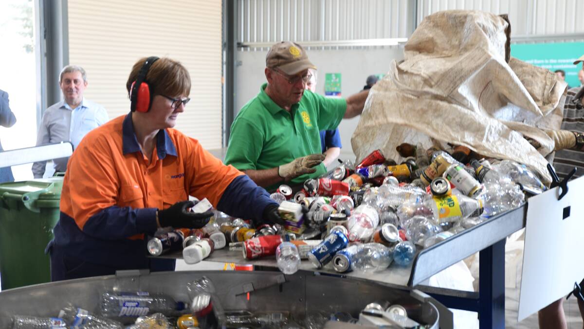 Hundreds of cans and bottles being returned at the new Wangarang facility. Picture by Carla Freedman