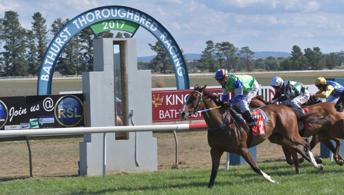 SWOOPED HOME: Murraguldrie claims victory in the $50,000 Bathurst Cup (1,800m) on Friday. Photo: ALEXANDER GRANT