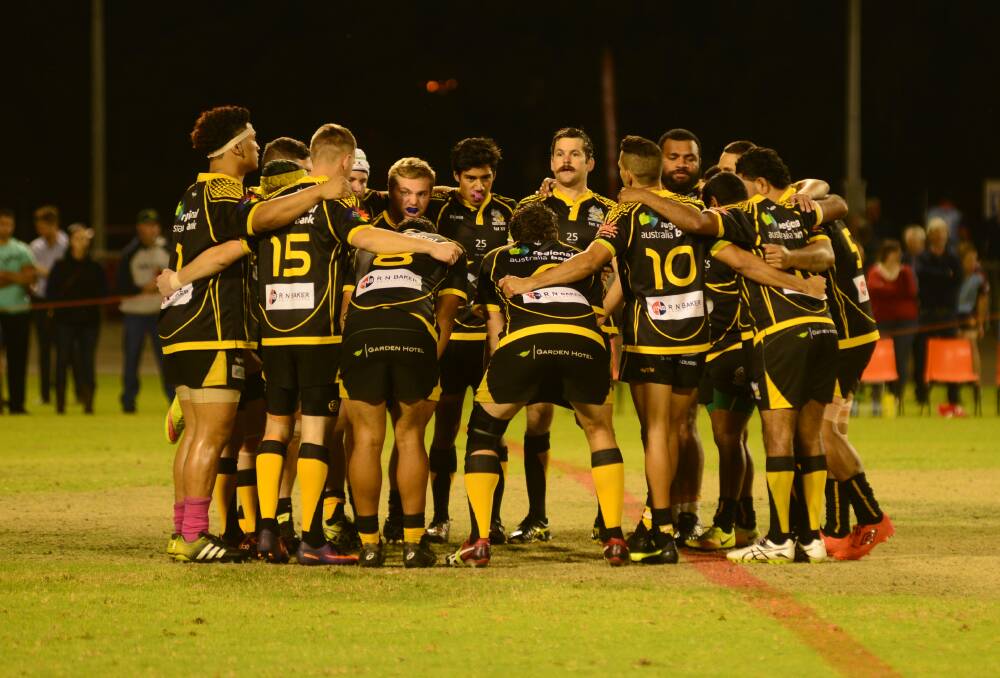 READY TO STAMPEDE: The Dubbo Rhinos side has come together to focus on attack this week in the lead-up to Saturday;s clash with the undefeated Bathurst Bulldogs at Caltex Park. Photo: PAIGE WILLIAMS