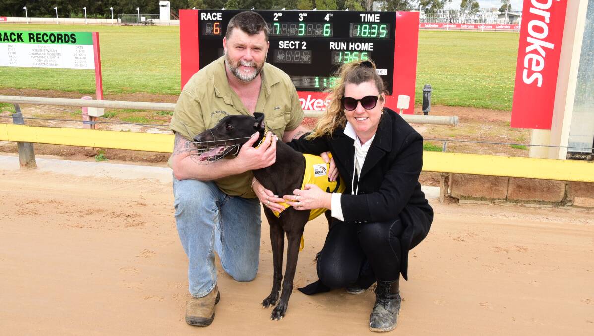 Welcome win: Paul and Leanne Wasson had plenty to cheer after Blackie Boy won his first race since April. Photo: BELINDA SOOLE