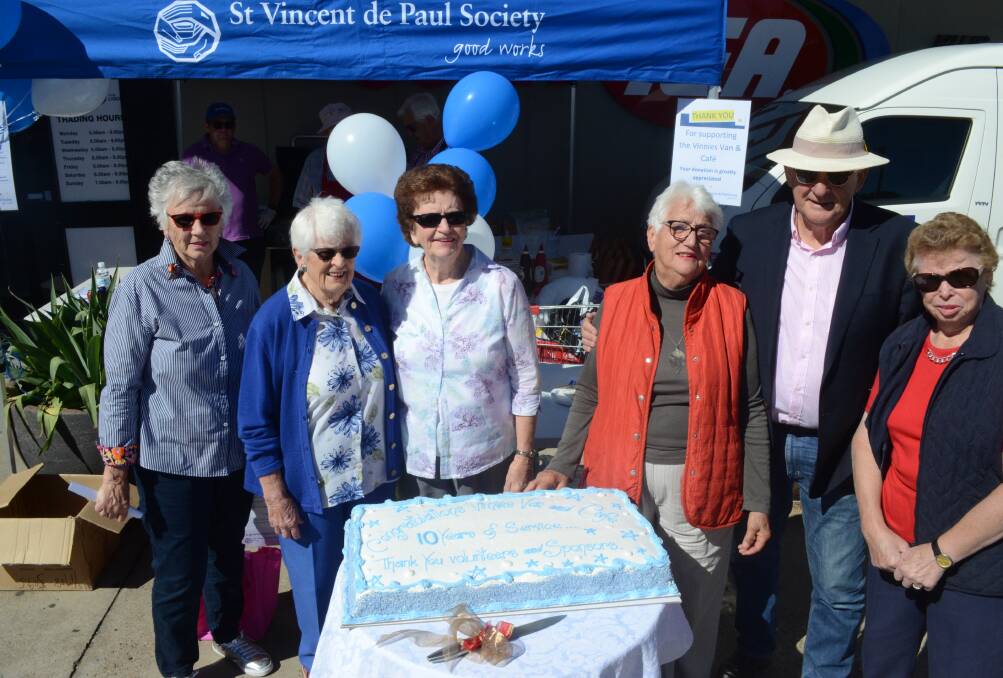 VINNIES VOLLIES: Michelle Lopez, Ruth O'Malley, Maria Mate, Monica Knight, mayor Reg Kidd and Ruth Lee come together for a special birthday celebration on Saturday.