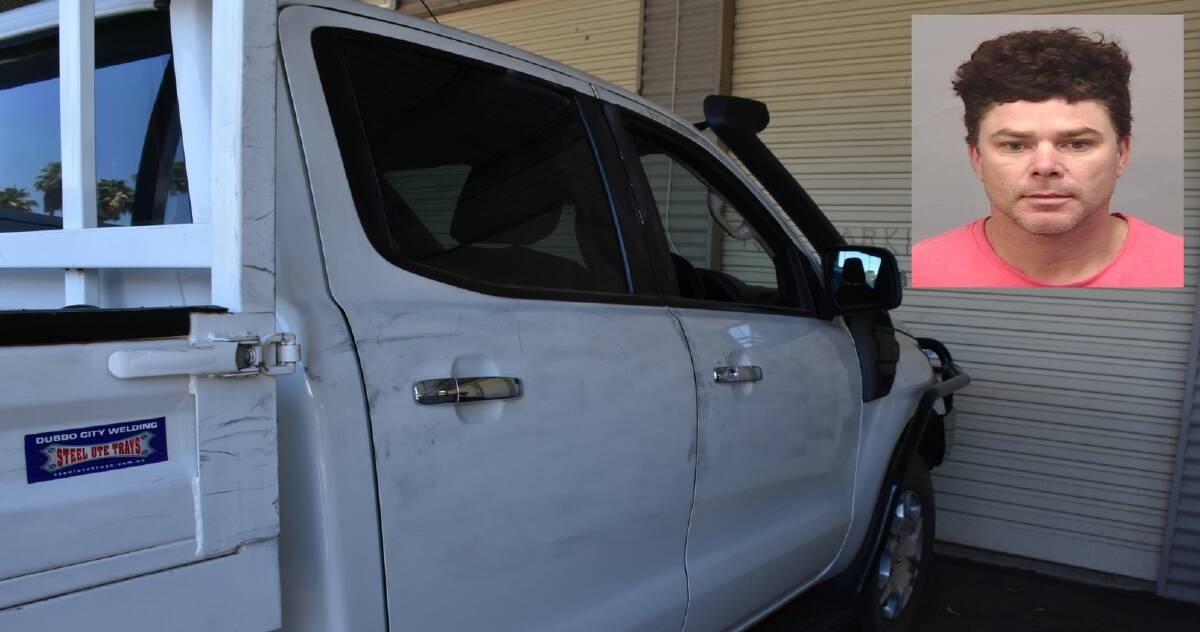 STOLEN: The vehicle used in Thursday's pursuit between Dubbo and Mudgee, and (inset) wanted escapee Ben Biffin.