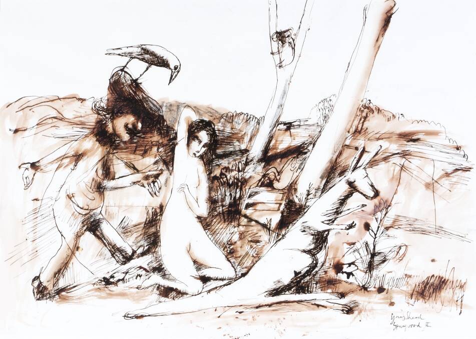 DRAMATIC DEPICTION: Garry Shead's 'Springwood II', an ink on paper work from 1999, is part of the Kedumba Collection of Australian Drawings. Photo: CONTRIBUTED