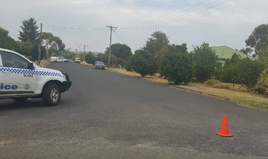 ON THE SCENE: Police blocked Waddell Street in Canowindra on Monday morning.