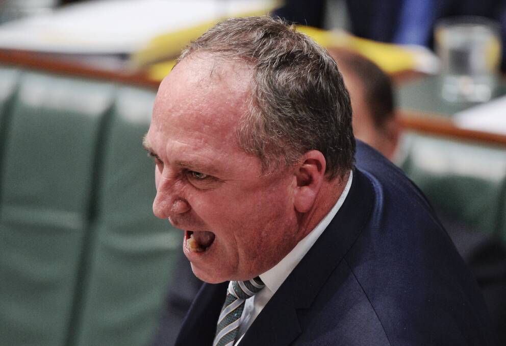 Not happy: Barnaby Joyce has attacked Labor and the Greens for blocking the Regional Investment Corporation at Orange. Photo: NICK MOIR