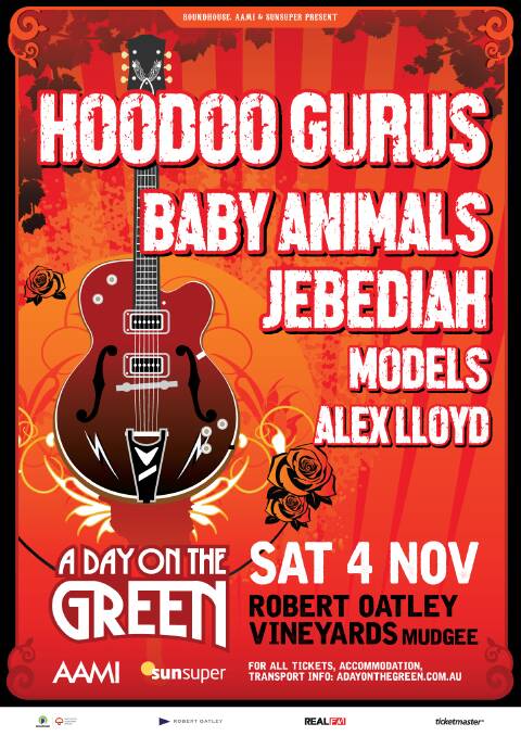 Hoodoo Gurus, Baby Animals, Jebediah, Models and Alex Lloyd are all set to appear at A Day on the Green.