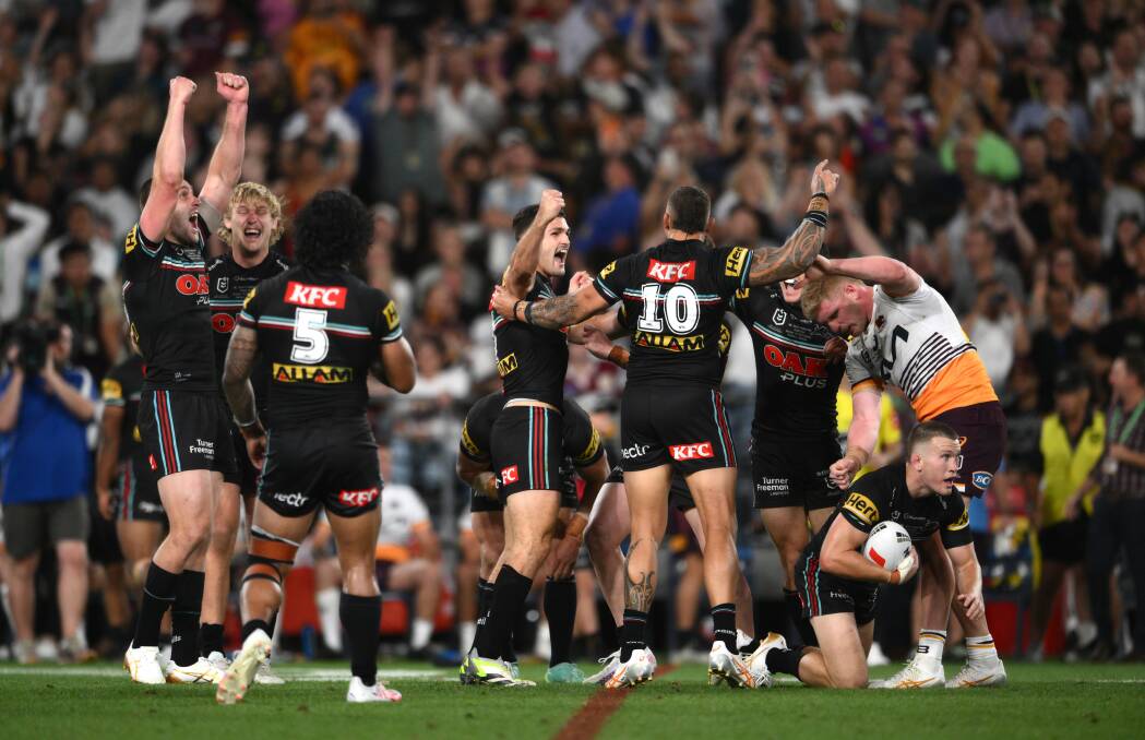 Penrith have completed a stunning comeback to beat Brisbane 26-24 in the NRL grand final. (James Gourley/AAP PHOTOS)