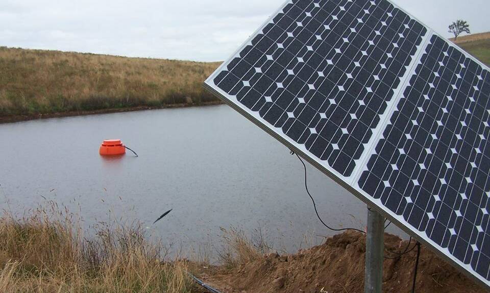 Power of the sun: Escalating power costs have made solar solutions very popular ranging from dam side units to submersible pumps. Photo: K.Sproule.