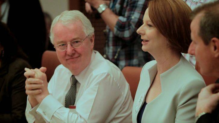 Australia's former top public servant Terry Moran with then prime minister Julia Gillard in 2011. Photo: Alex Ellinghausen