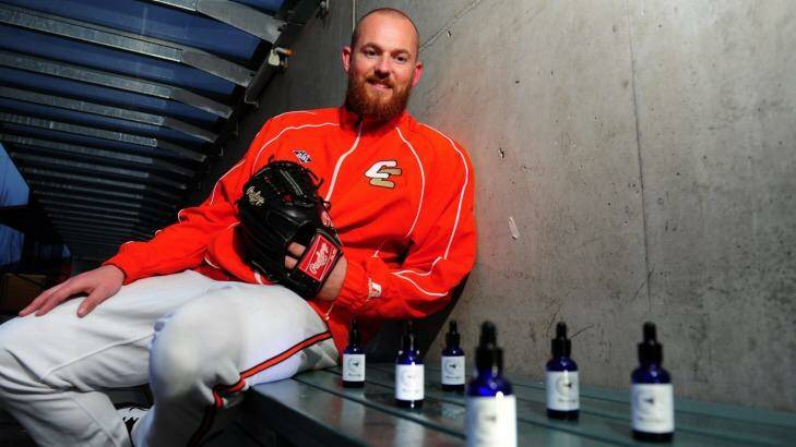 Cavalry pitching coach Hayden Beard has developed his own beard oil called 'Beardy's'. Photo: Melissa Adams