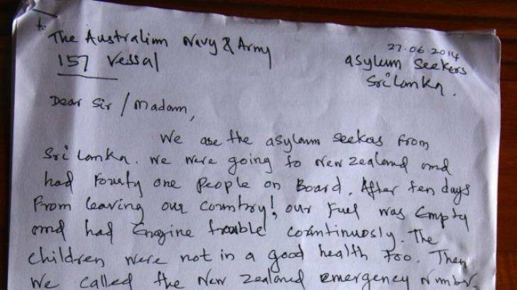 The letter the asylum seekers signed.