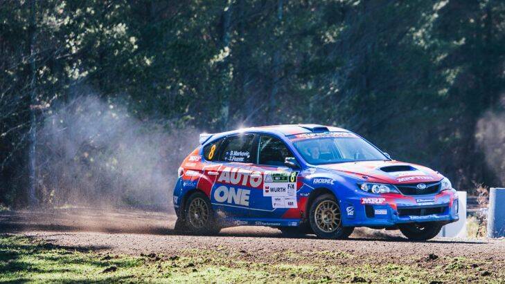 National Capital Rally. We tried. Canberra Times Journalist Eamonn Tiernan rides in a rally car with Australian Championship leader Brad Markovic.