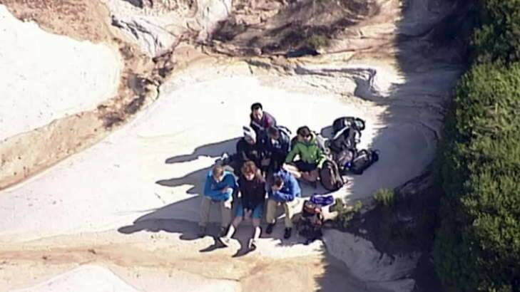 The group of friends with whom the man was bushwalking when he died. Photo: Channel Nine