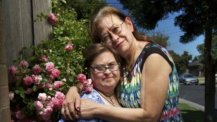 Vicky Buesselmann with her sister Maria, who was abused while in care. Photo: Simon O'Dwyer