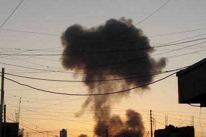 Smoke rises after a bomb attack in the city of Ramadi.