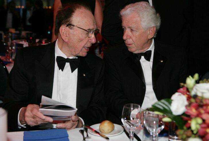 the American Australian Association dinner at Randwick Racecourse , AFR NEWs 5th of february 2009, Photo Jessica Hromas Job # 00104955
Rupert Murdoch Chairman and CEO of News Corporation and Frank Lowy Executive Chairman and Co-Founder of Westfield Group.