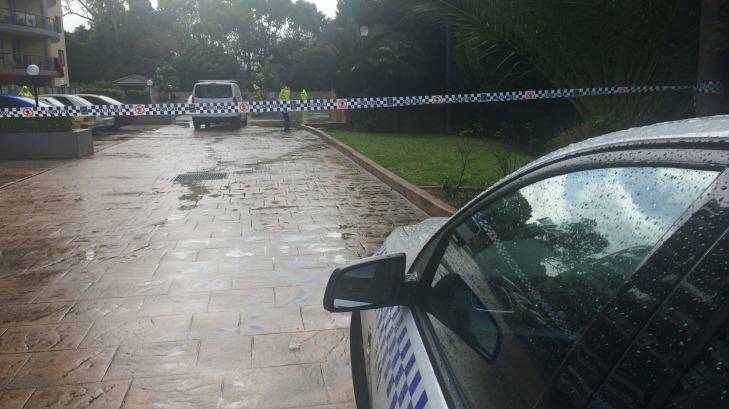 Police set up a crime scene at the Monarco Estate complex in Westmead after a woman'??s body was found. Photo: Emma Partridge