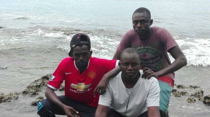 Mr Ahmed on Manus with two others detained on the island. Photo: Supplied