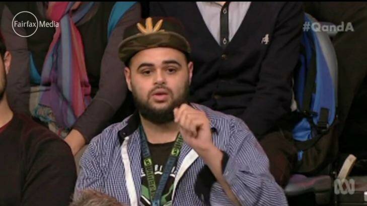 Zaky Mallah in his controversial appearance on the ABC's <i>Q&A</i> program. 
