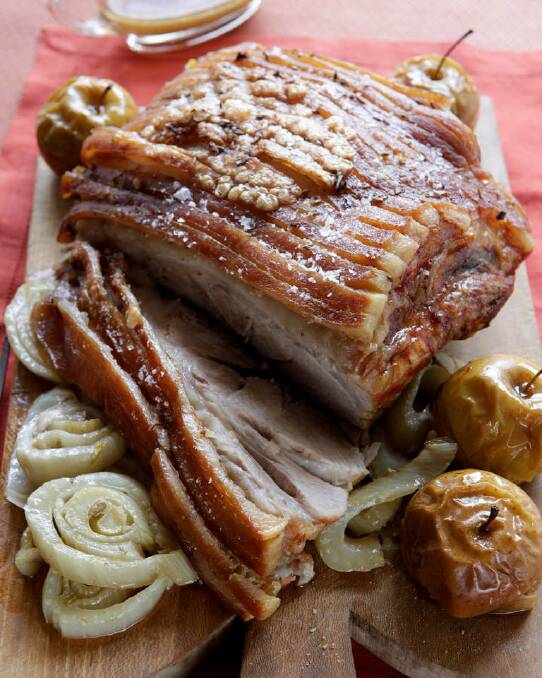 Jill Dupleix's slow-roast shoulder of pork with fennel and apples <a href="http://www.goodfood.com.au/good-food/cook/recipe/slowroast-shoulder-of-pork-with-fennel-and-apples-20111019-29udt.html"><b>(recipe here).</b></a> Photo: Marina Oliphant