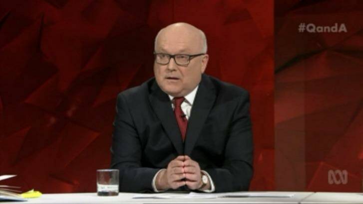 Attorney-General George Brandis on the ABC's Q&A on Monday night. Photo: ABC