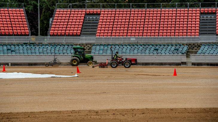 The Manuka Oval turf is being removed and resurfaced.  Photo by Karleen Minney