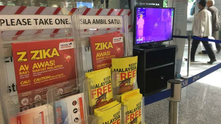 Authorities across Asia are on Zika alert. These Zika advisory pamphlets are available at Kuala Lumpur International Airport. Photo: Vincent Thian/AP