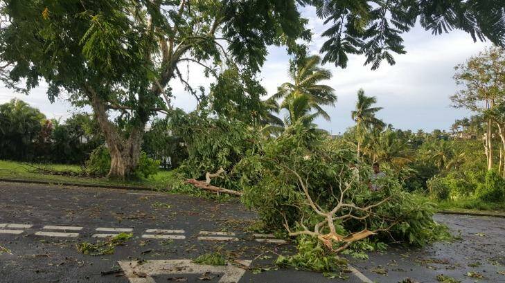 Fallen trees and debris on the streets of Suva, the morning after Tropical Cyclone Winston made landfall, Photo: Katalaine Duaibe/Oxfam