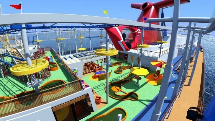 Whee! The Carnival Vista cruise liner has a skyride and a 140-metre water tube slide.