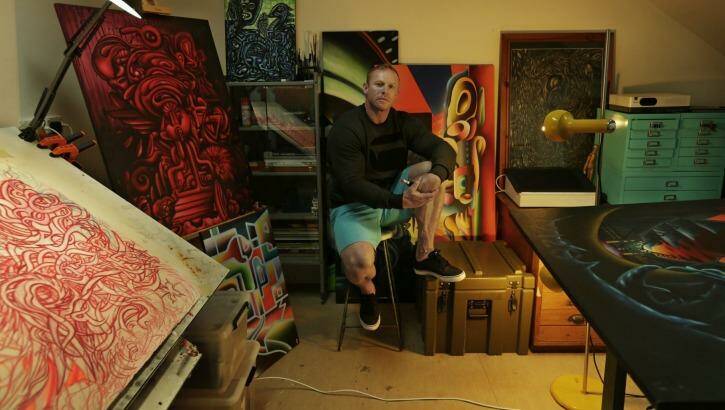 Jayde Farrell in his studio space. Photo: Simone De Peak